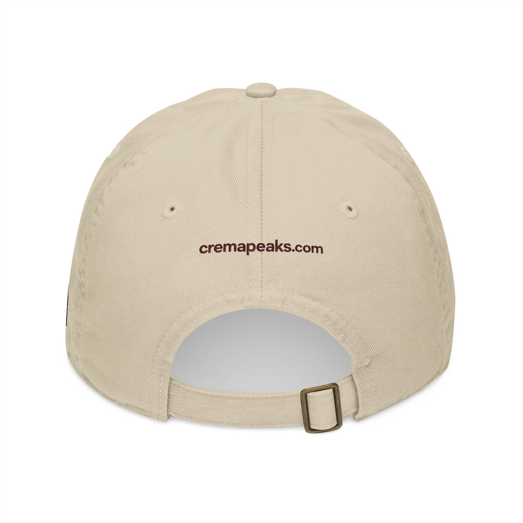 Crema Peaks Embroidered Baseball Cap — Organic Cotton Coffee Logo Hat