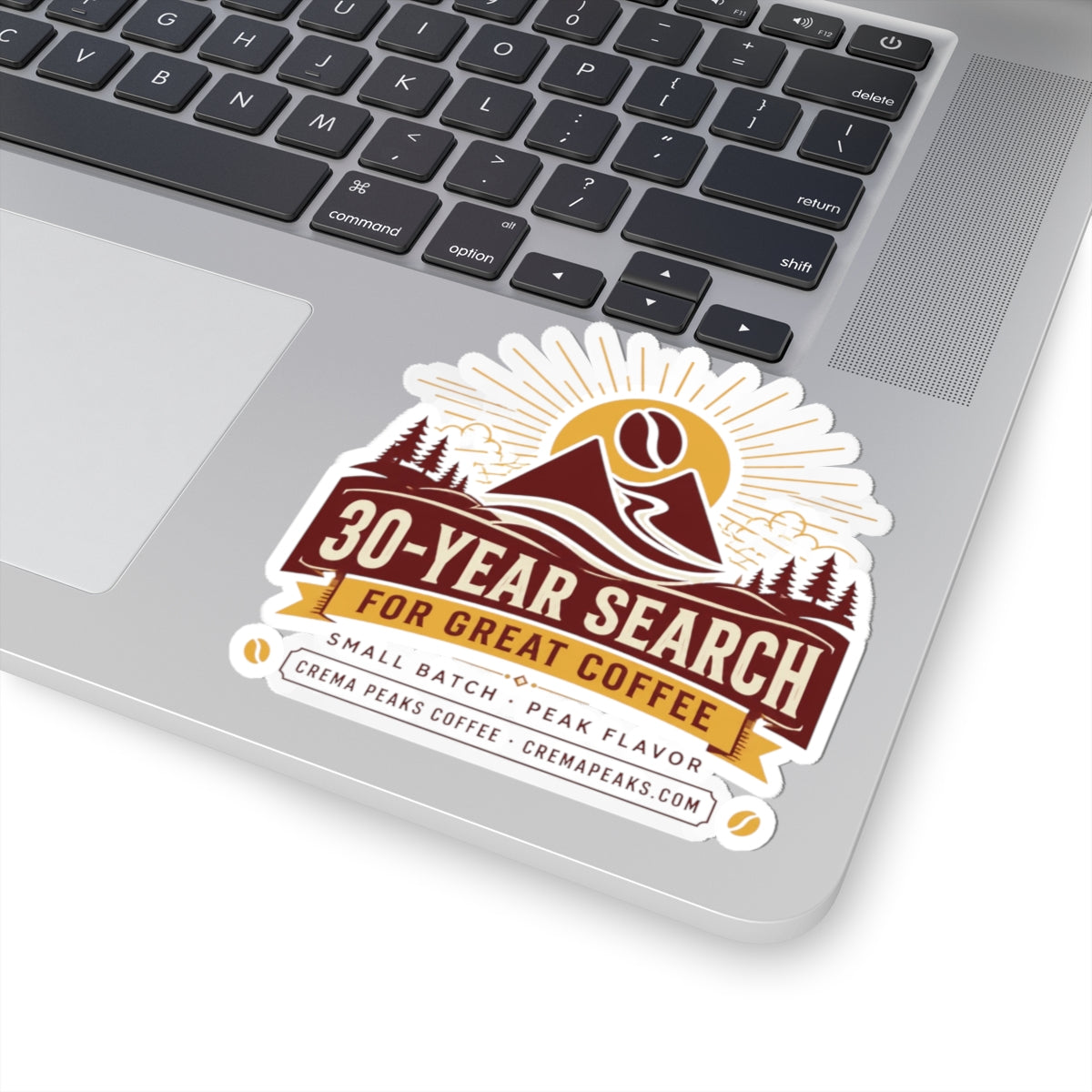 Kiss-Cut Sticker — 30-Year Search for Great Coffee Logo