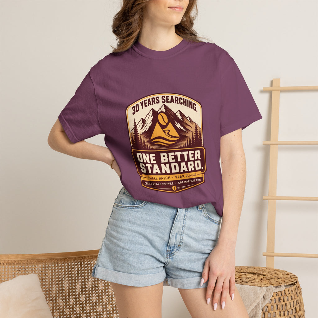 T-Shirt — 'One Better Standard' Vintage Mountain Badge Tee
