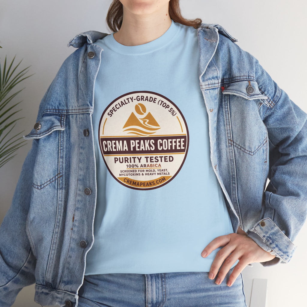 Coffee Logo T-Shirt — "Crema Peaks Coffee" Vintage Badge Tee