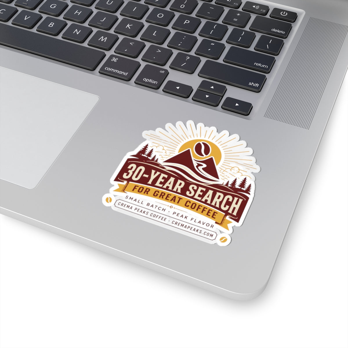 Kiss-Cut Sticker — 30-Year Search for Great Coffee Logo