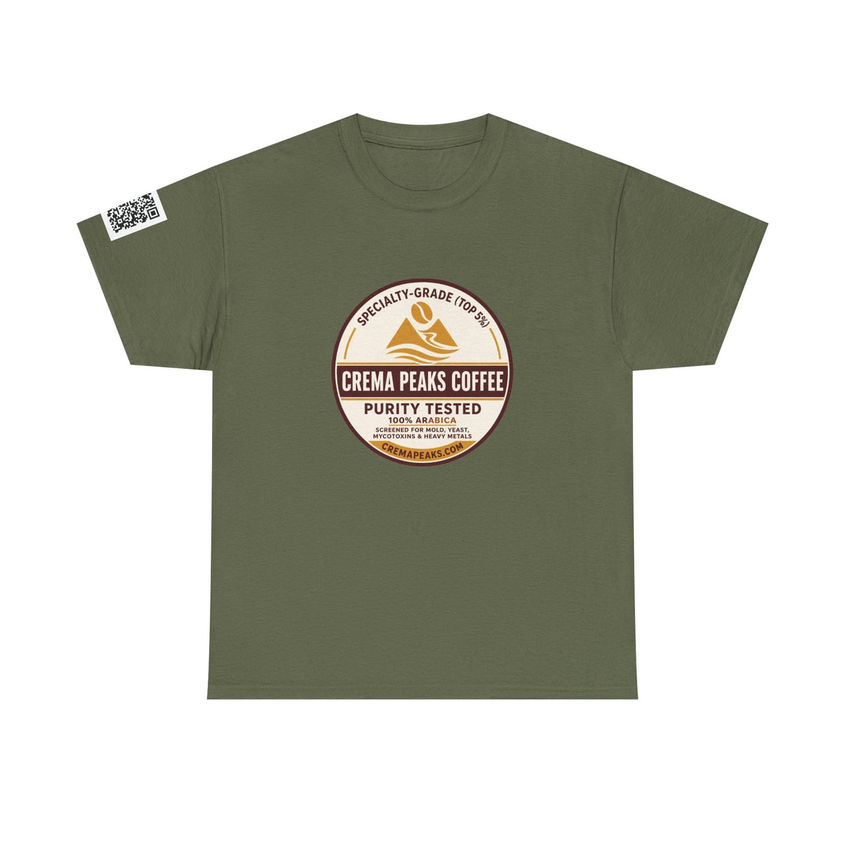 Coffee Logo T-Shirt — "Crema Peaks Coffee" Vintage Badge Tee