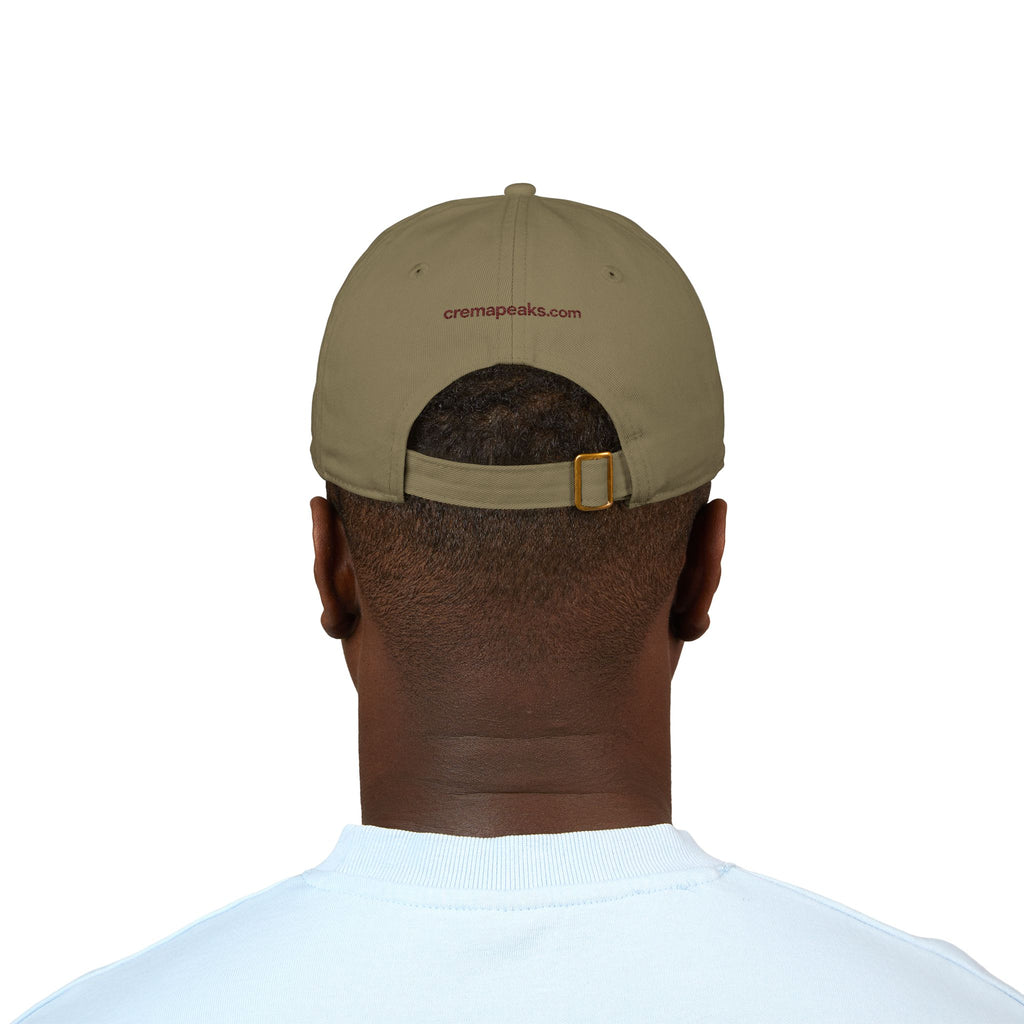 Crema Peaks Embroidered Baseball Cap — Organic Cotton Coffee Logo Hat