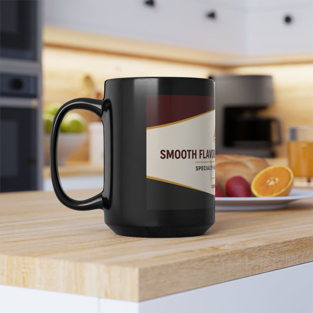 Black 15oz Coffee Mug — "Smooth Flavor. Serious Standards." Specialty-Grade Arabica Design