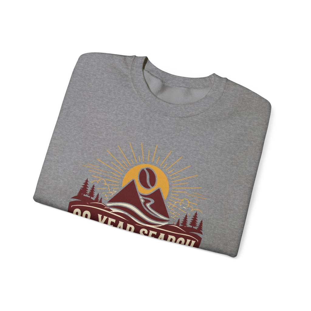 Coffee Adventure Sweatshirt — "30-Year Search for Great Coffee" Retro Mountain Crewneck