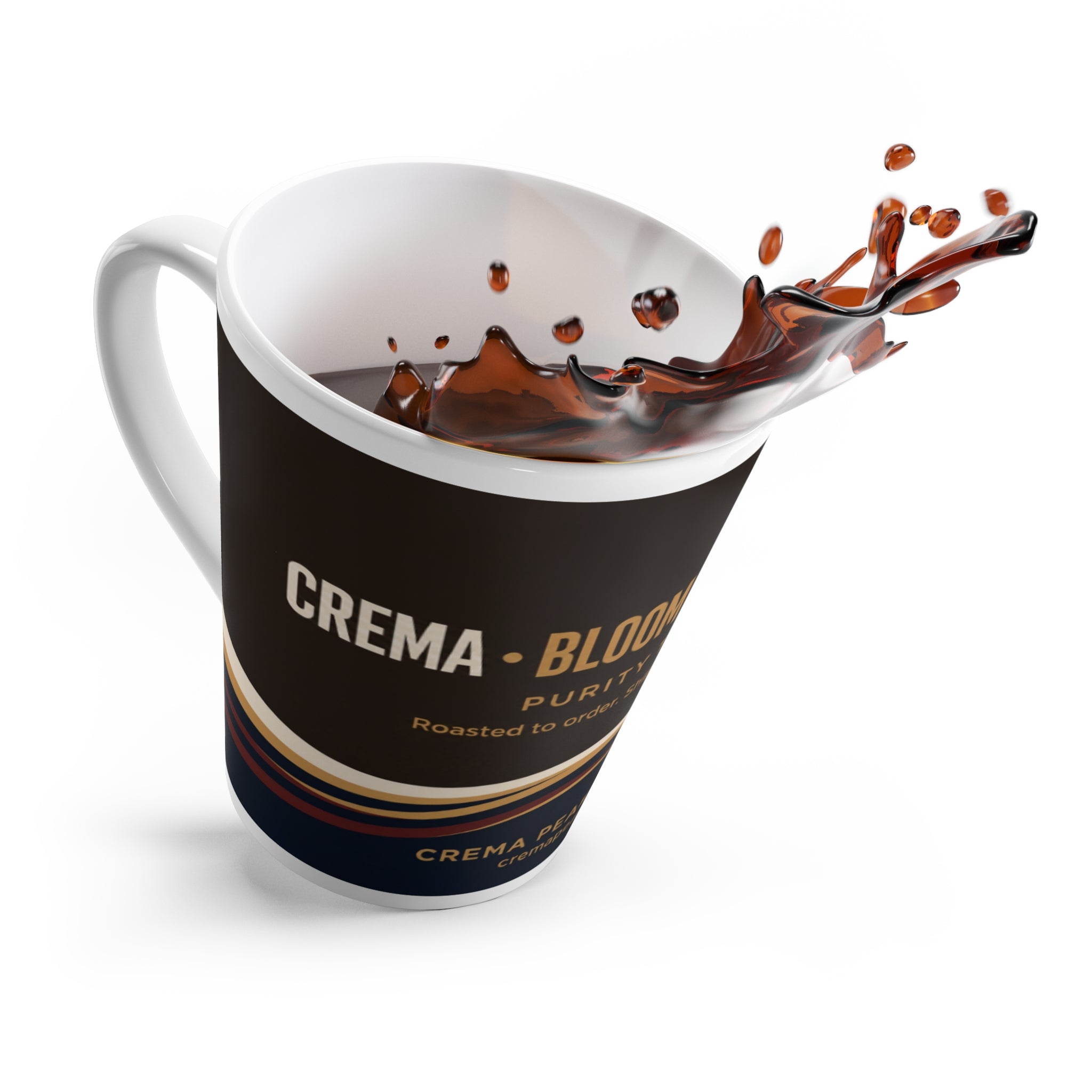Latte Mug - Crema Peaks Coffee Vintage Roast Logo Mug