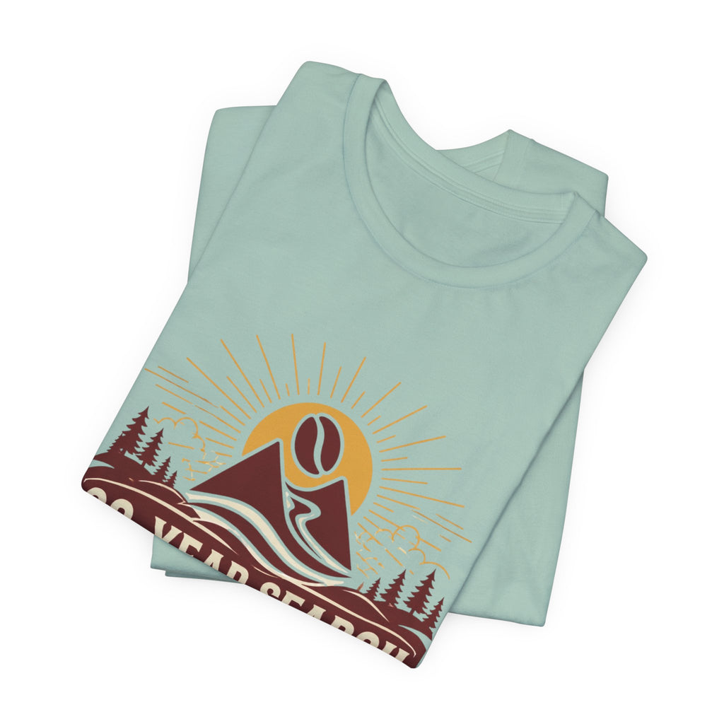 Coffee Adventure T‑Shirt — "30‑Year Search for Great Coffee" Vintage Mountain Graphic