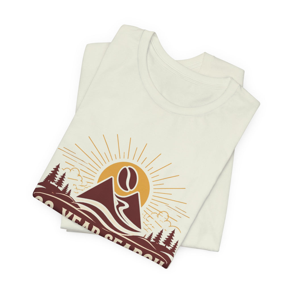 Coffee Adventure T‑Shirt — "30‑Year Search for Great Coffee" Vintage Mountain Graphic