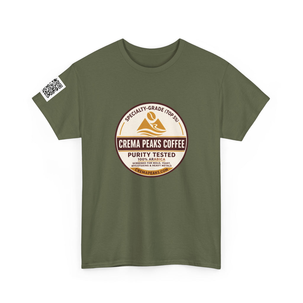 Coffee Logo T-Shirt — "Crema Peaks Coffee" Vintage Badge Tee