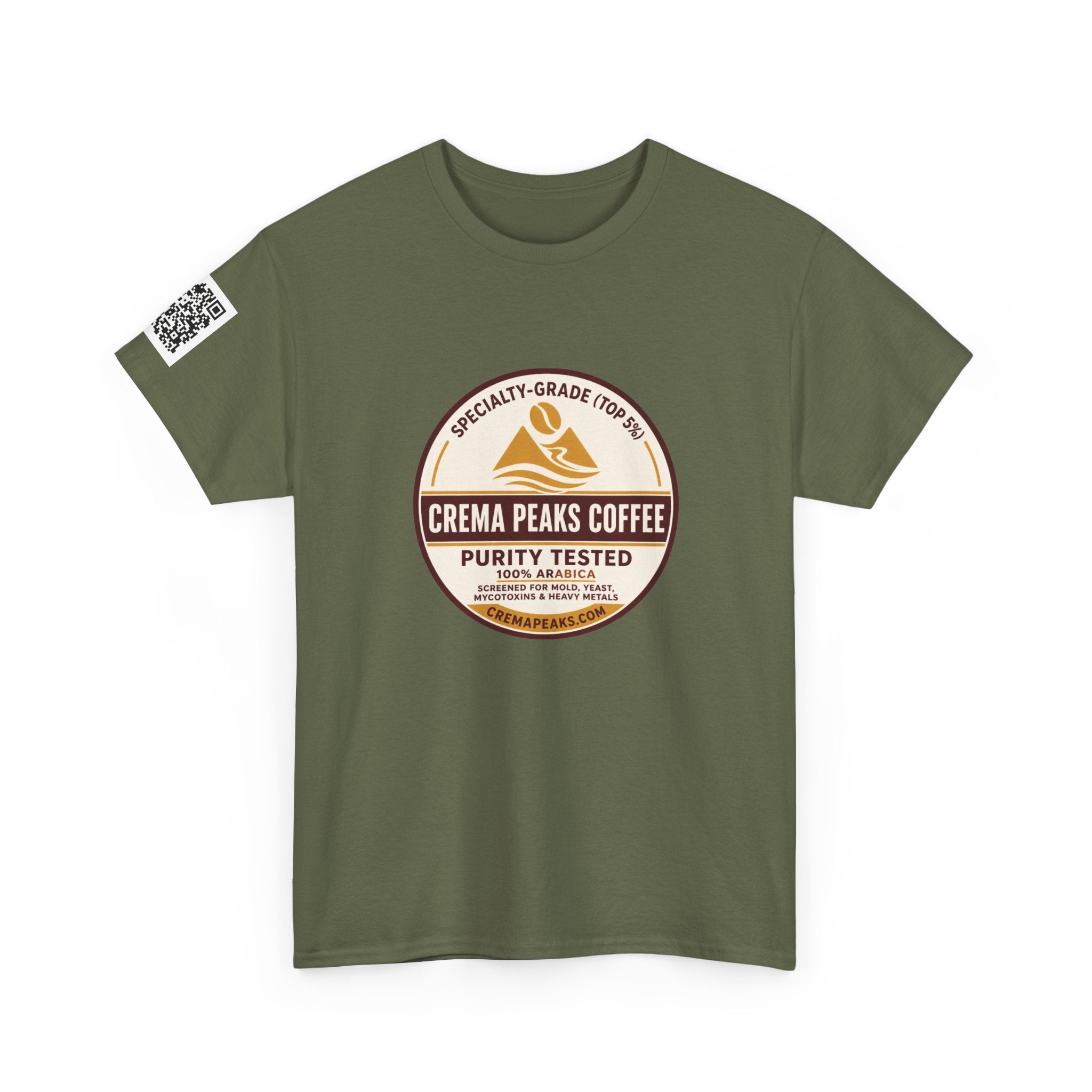 Coffee Logo T-Shirt — "Crema Peaks Coffee" Vintage Badge Tee