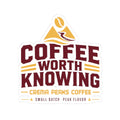 Coffee Worth Knowing Kiss-Cut Sticker — Retro Cafe Logo Sticker for Laptops & Tumblers
