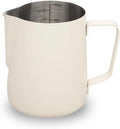 Milk Frothing Pitcher 20oz/600ml - Stainless Steel Espresso Steaming Pitcher for Cappuccino & Latte Art, Creamy White - Crema Peaks Coffee