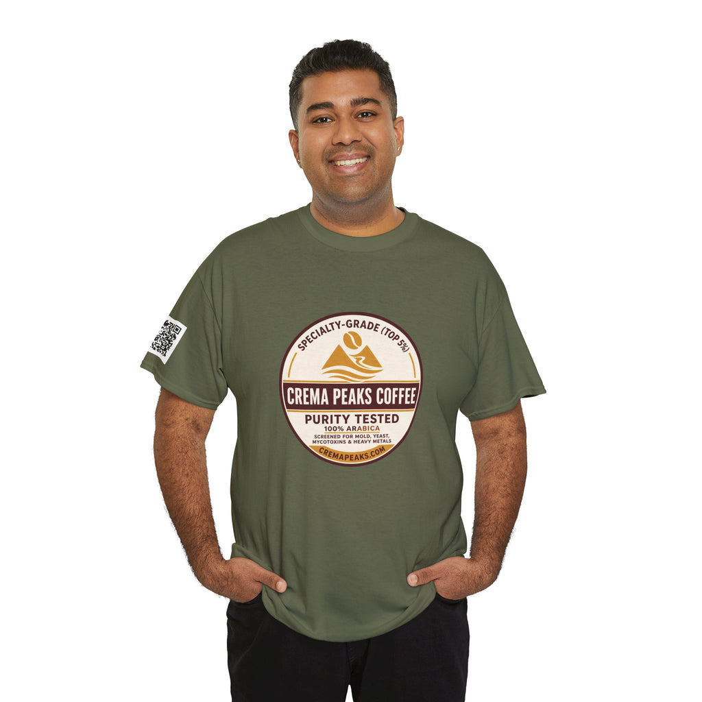 Coffee Logo T-Shirt — "Crema Peaks Coffee" Vintage Badge Tee