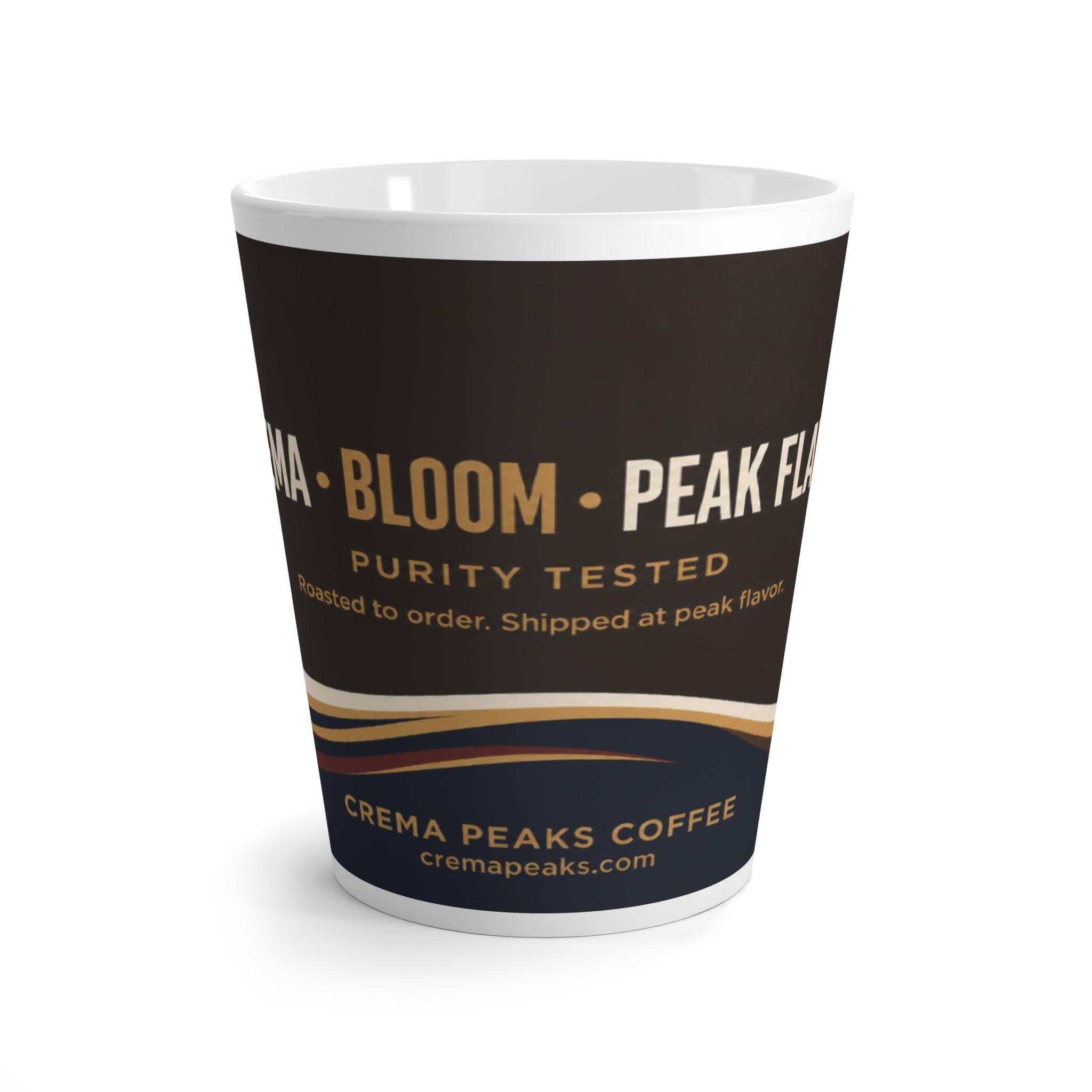 Latte Mug - Crema Peaks Coffee Vintage Roast Logo Mug