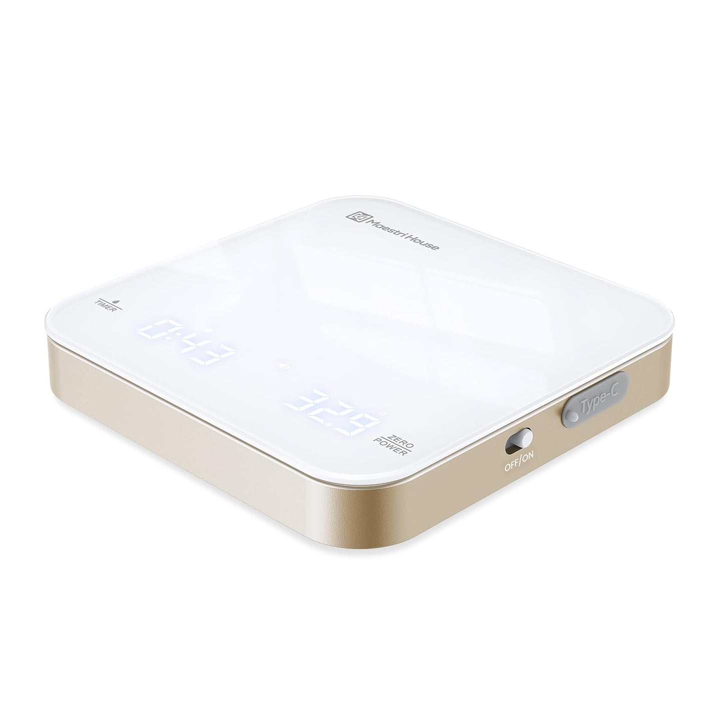 Maestri House Mini Coffee Scale with Timer, USB-C Rechargeable Espresso Scale, 2kg/0.1g Accurate Scale for Espresso and Pour-Over Coffee, Portable Digital Kitchen Scale with Auto Timer (Black&Silver)