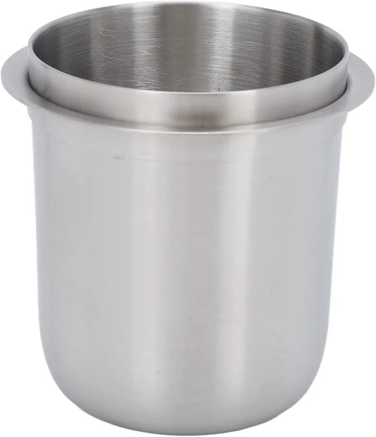58mm Dosing Cup, Espresso Dosing Cup, Coffee Dosing Cup Fits 58mm Portafilter, 150ml Stainless Steel Universal (Brushed Silver) - Crema Peaks Coffee