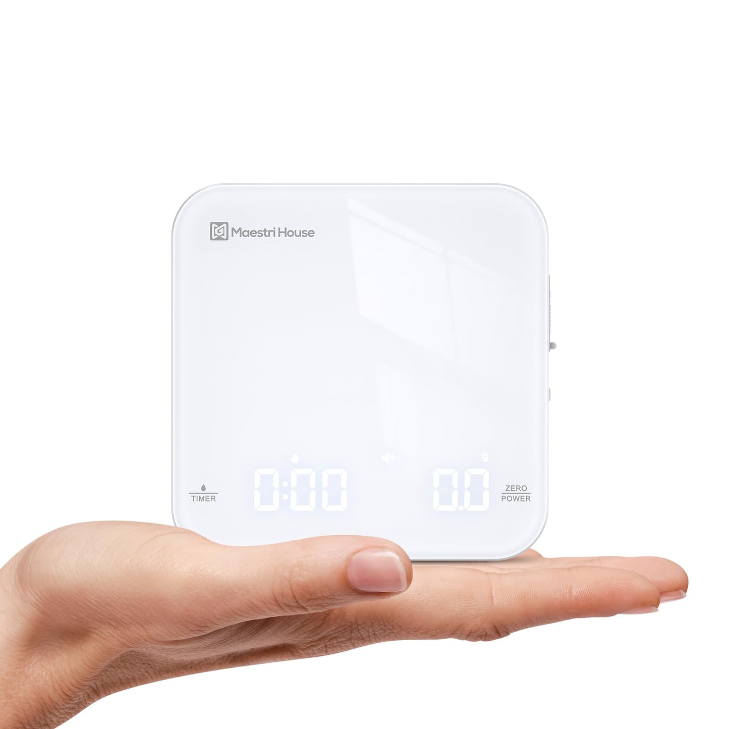 Maestri House Mini Coffee Scale with Timer, USB-C Rechargeable Espresso Scale, 2kg/0.1g Accurate Scale for Espresso and Pour-Over Coffee, Portable Digital Kitchen Scale with Auto Timer (Black&Silver)