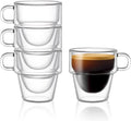 Double Wall Insulated Espresso Glass Cups by JoyJolt Stoiva – 5 oz. (150 ml) Shot Cup with Handle – Stackable Thermal Clear Glass Cups, Fit for Espresso Machine and Coffee Maker – Set of 4 - Crema Peaks Coffee