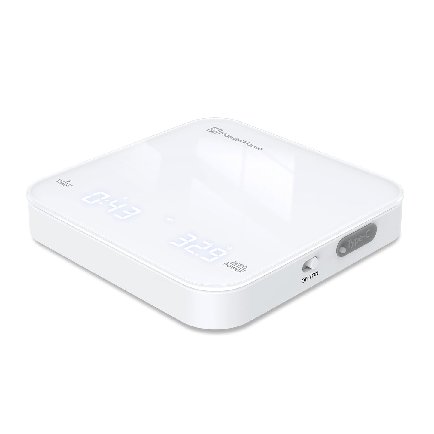 Maestri House Mini Coffee Scale with Timer, USB-C Rechargeable Espresso Scale, 2kg/0.1g Accurate Scale for Espresso and Pour-Over Coffee, Portable Digital Kitchen Scale with Auto Timer (Black&Silver)