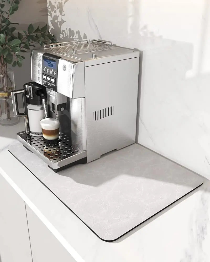Coffee Mat Hide Stain Rubber Backed Absorbent Dish Drying Mat for Kitchen Counter -AMOAMI Mat Fits Under Coffee Maker or Machine - Crema Peaks Coffee
