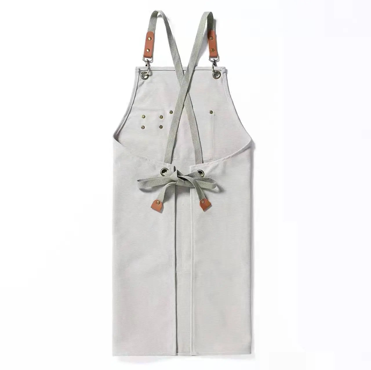 Canvas Cross Back Chef Cotton Aprons for Men Women with Large Pockets - Crema Peaks Coffee