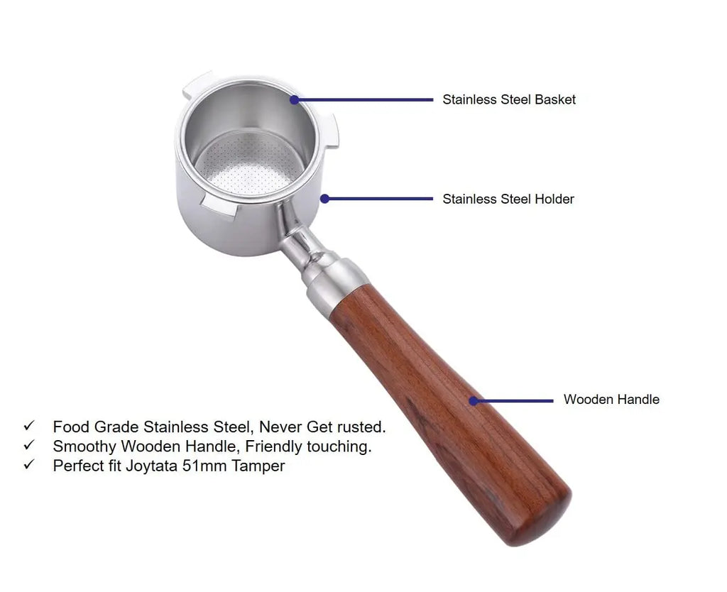 58mm Bottomless Portafilter Compatible with E61 Grouphead Flair 58, ECM, Rocket Espresso Machine Stainless Steel Naked Portafilter with Filter Basket Handle-Wooden, Rosewooden - Crema Peaks Coffee