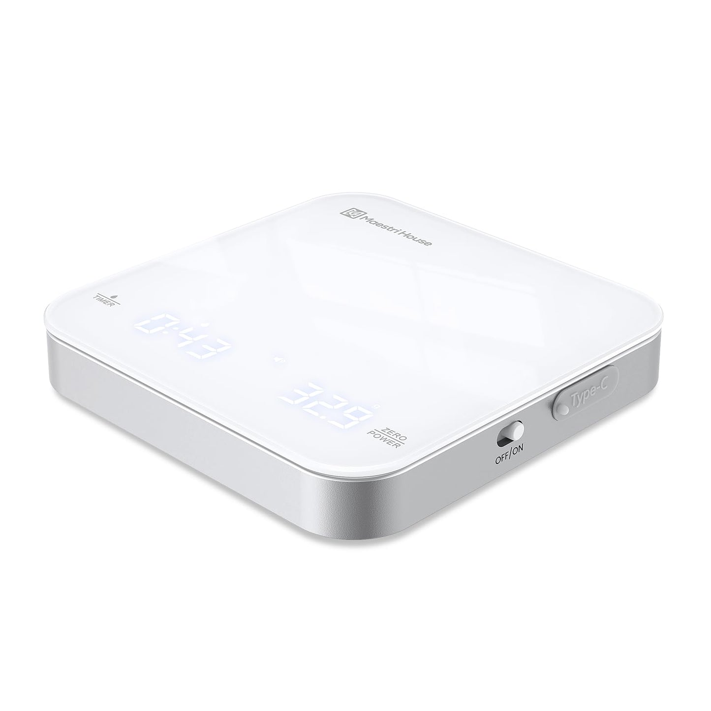 Maestri House Mini Coffee Scale with Timer, USB-C Rechargeable Espresso Scale, 2kg/0.1g Accurate Scale for Espresso and Pour-Over Coffee, Portable Digital Kitchen Scale with Auto Timer (Black&Silver)