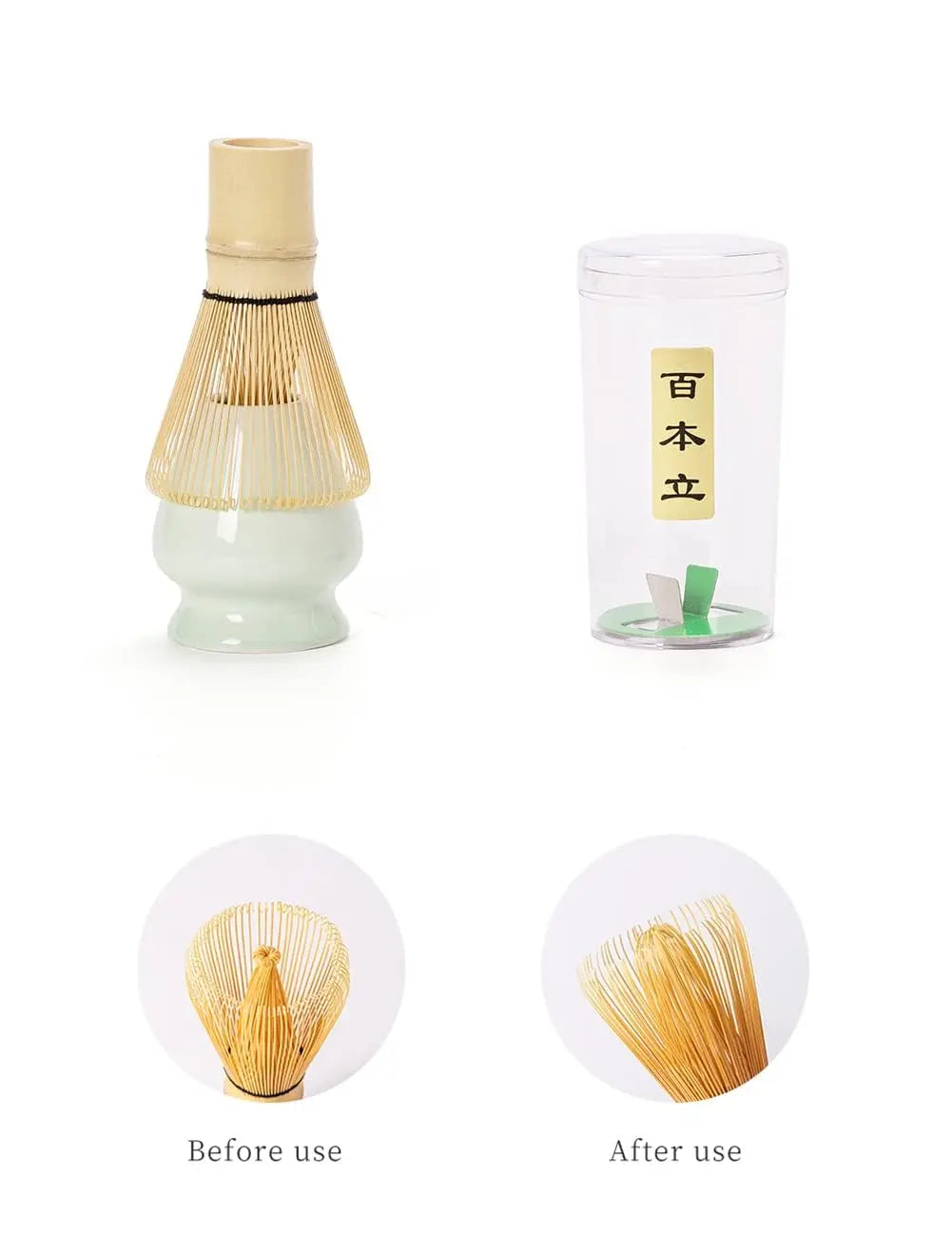 Matcha Set by TANG PIN - Match Bowl with Spout and Whisk, 15 OZ, Matcha Scoop | Matcha Whisk Stand (Chasen Holder) - 4pc Perfect Matcha Kit for Matcha Tea Ceremony (Green) - Crema Peaks Coffee