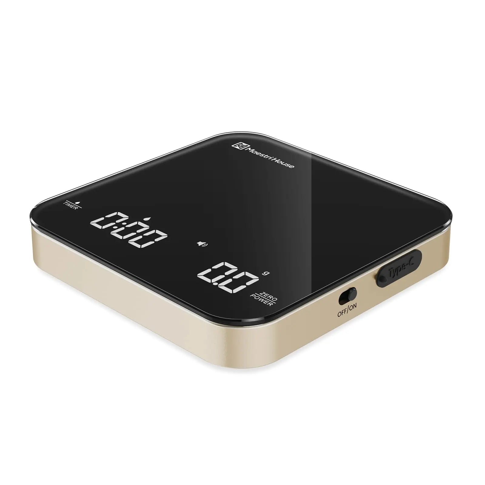 Maestri House Mini Coffee Scale with Timer, USB-C Rechargeable Espresso Scale, 2kg/0.1g Accurate Scale for Espresso and Pour-Over Coffee, Portable Digital Kitchen Scale with Auto Timer (Black&Silver) - Crema Peaks Coffee