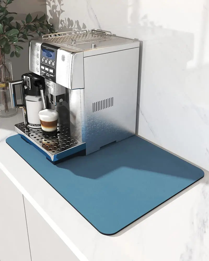 Coffee Mat Hide Stain Rubber Backed Absorbent Dish Drying Mat for Kitchen Counter -AMOAMI Mat Fits Under Coffee Maker or Machine - Crema Peaks Coffee