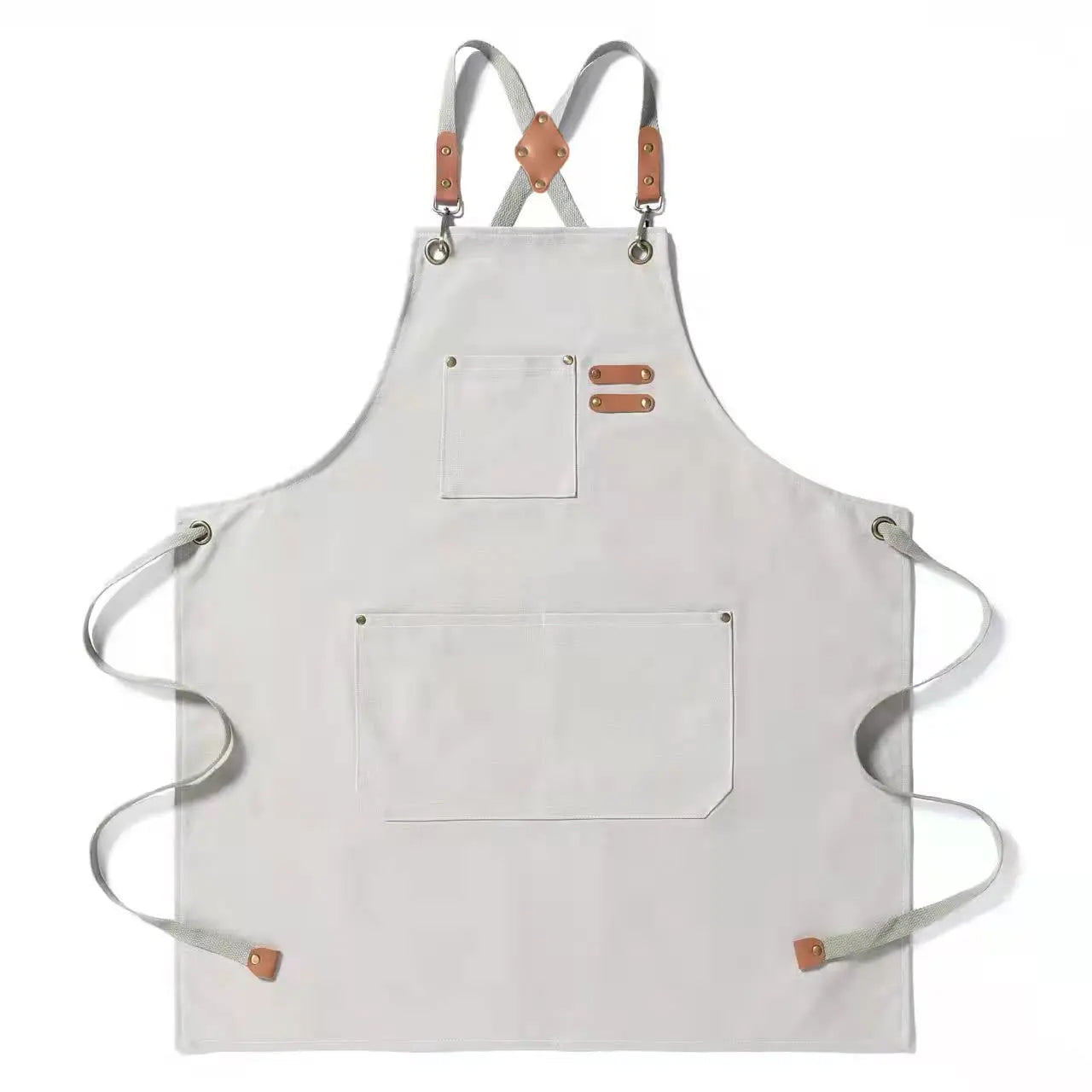 Canvas Cross Back Chef Cotton Aprons for Men Women with Large Pockets - Crema Peaks Coffee