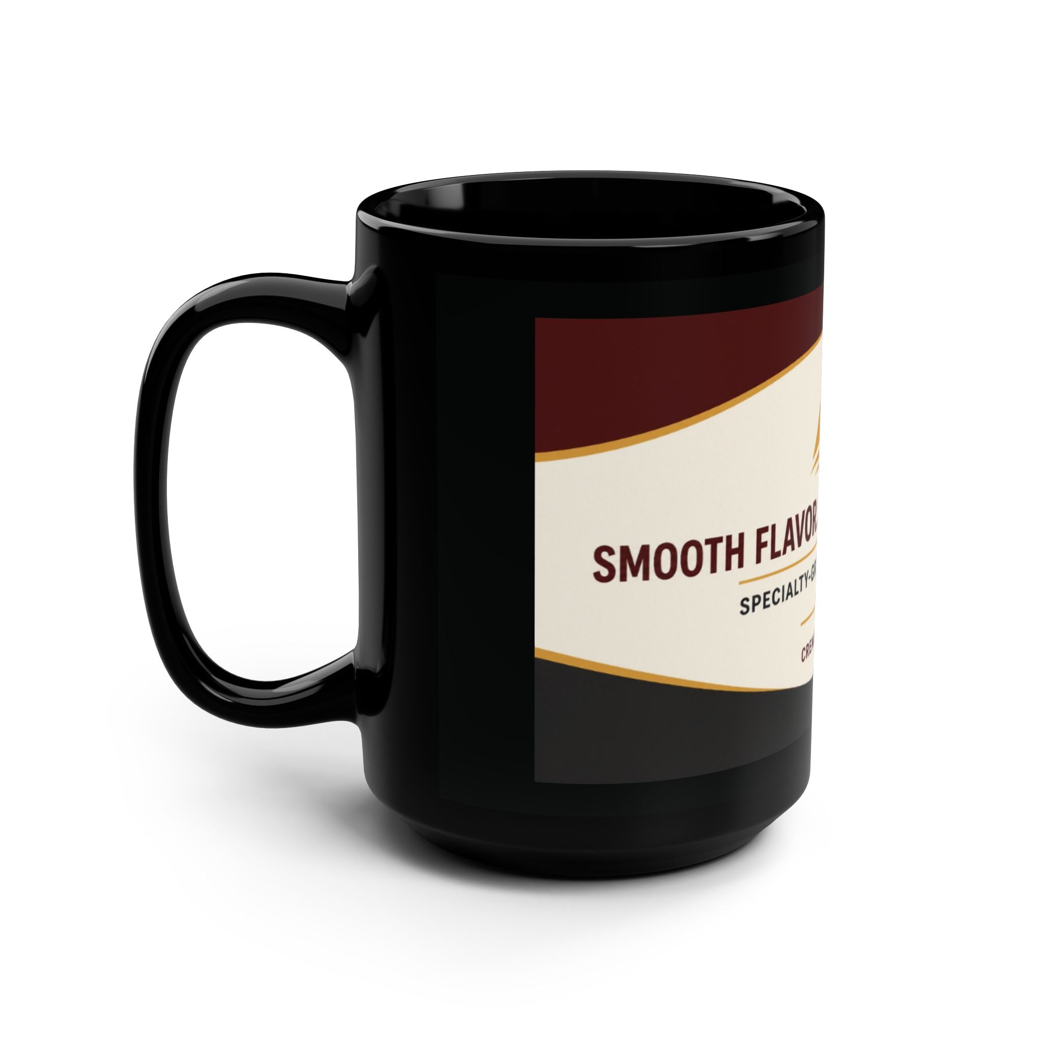 Black 15oz Coffee Mug — "Smooth Flavor. Serious Standards." Specialty-Grade Arabica Design