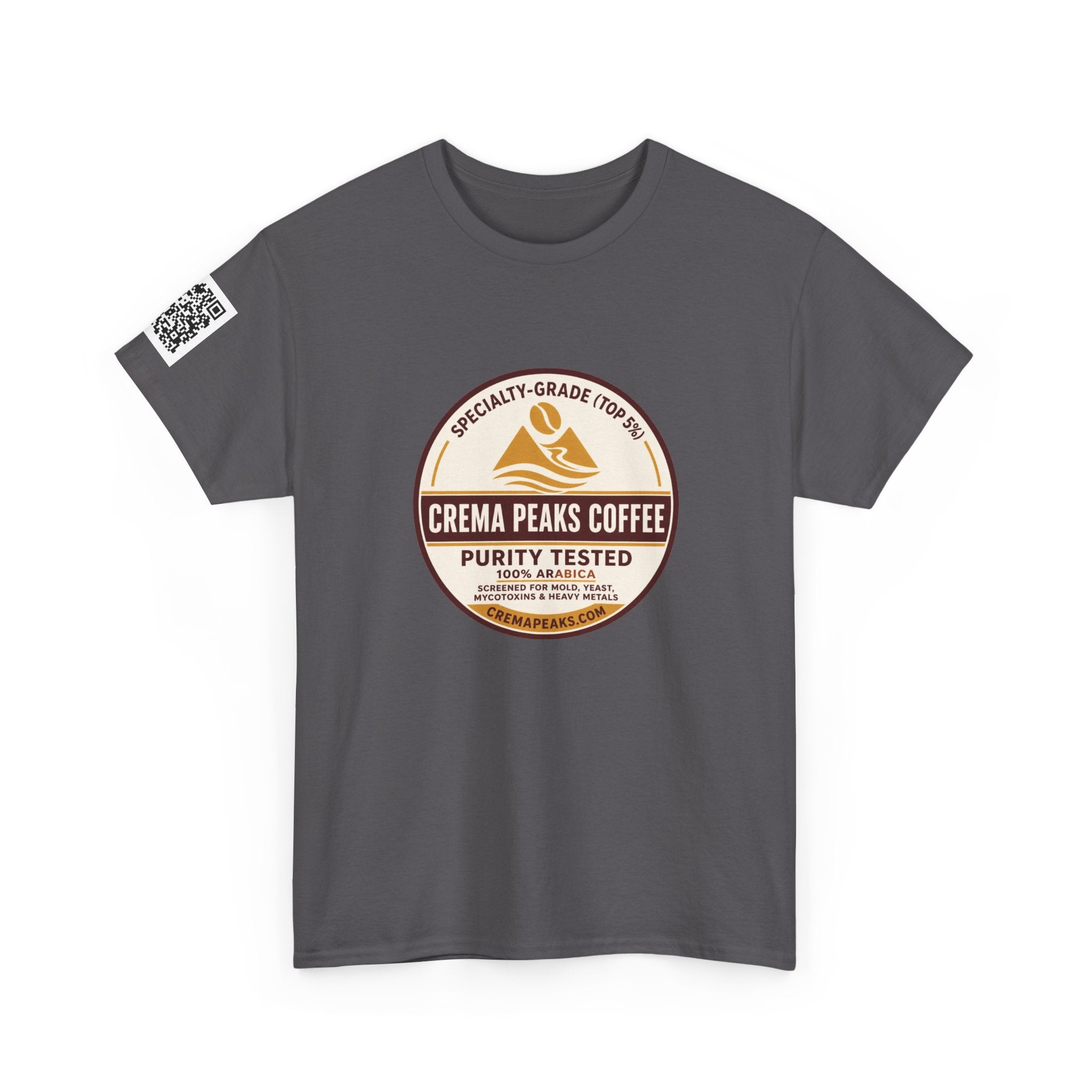 Coffee Logo T-Shirt — "Crema Peaks Coffee" Vintage Badge Tee