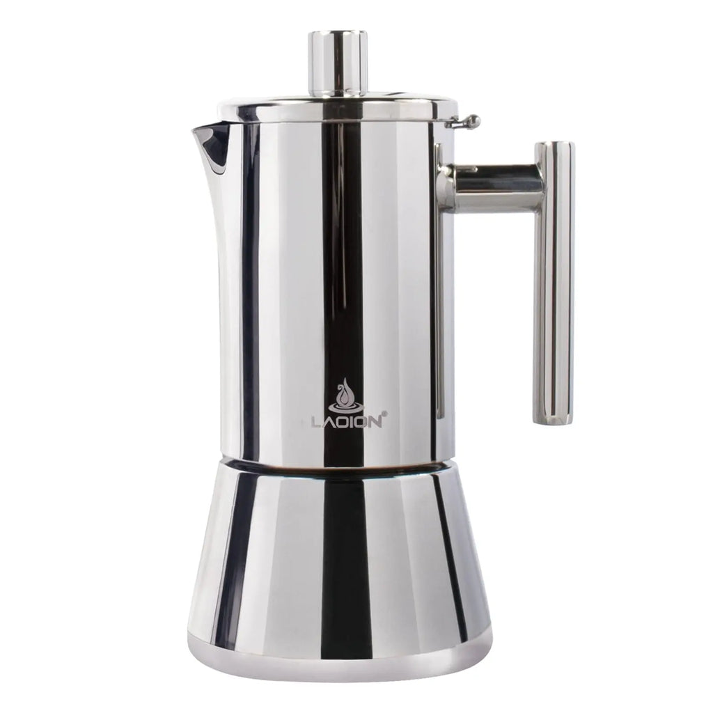 Stovetop Espresso Maker, 6Cup 10 oz Moka Pot, Stainless Steel Cuban and Italian Coffee Maker for Cafetera Cubana, Greca De Cafe Induction Stovetop Compatible, Coffee Gift for Home Travel - Crema Peaks Coffee
