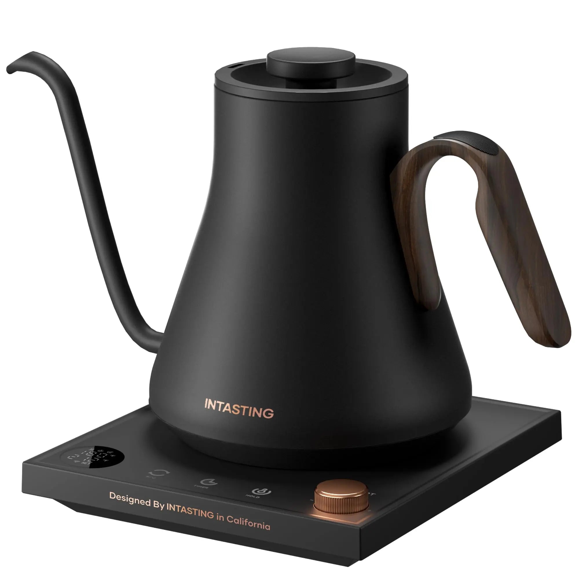 Electric Kettle, Gooseneck Electric Kettle, ±1℉ Precise Temperature Control, Stainless Steel Interior, Quick Heating for Pour Over Coffee, Tea & Boiling Water, 0.9L (Black) - Crema Peaks Coffee