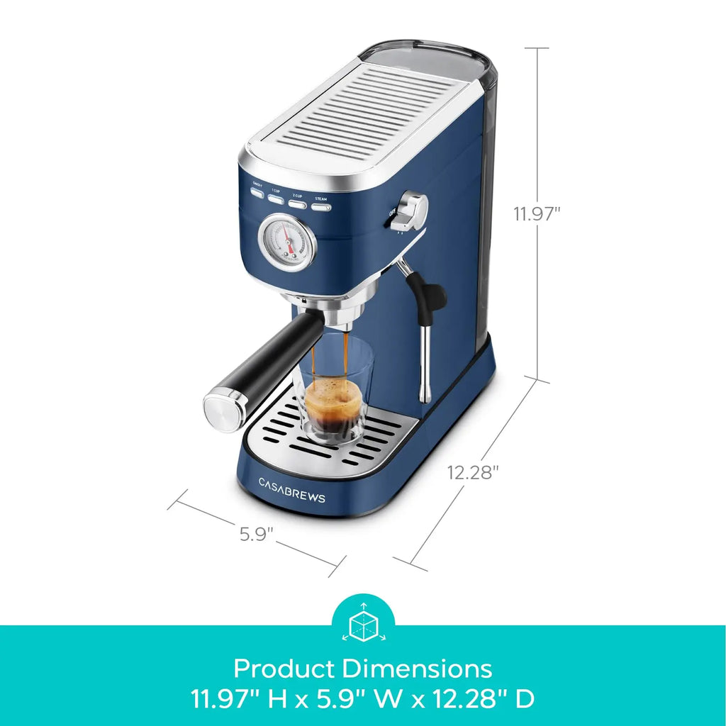 CASABREWS CM5418 Espresso Machine 20 Bar, Value, Compact Espresso Maker with Steam Milk Frother, Stainless Steel Coffee Machine with 34oz Removable Water Tank for Cappuccino, Gift for Women or Men, Silver - Crema Peaks Coffee