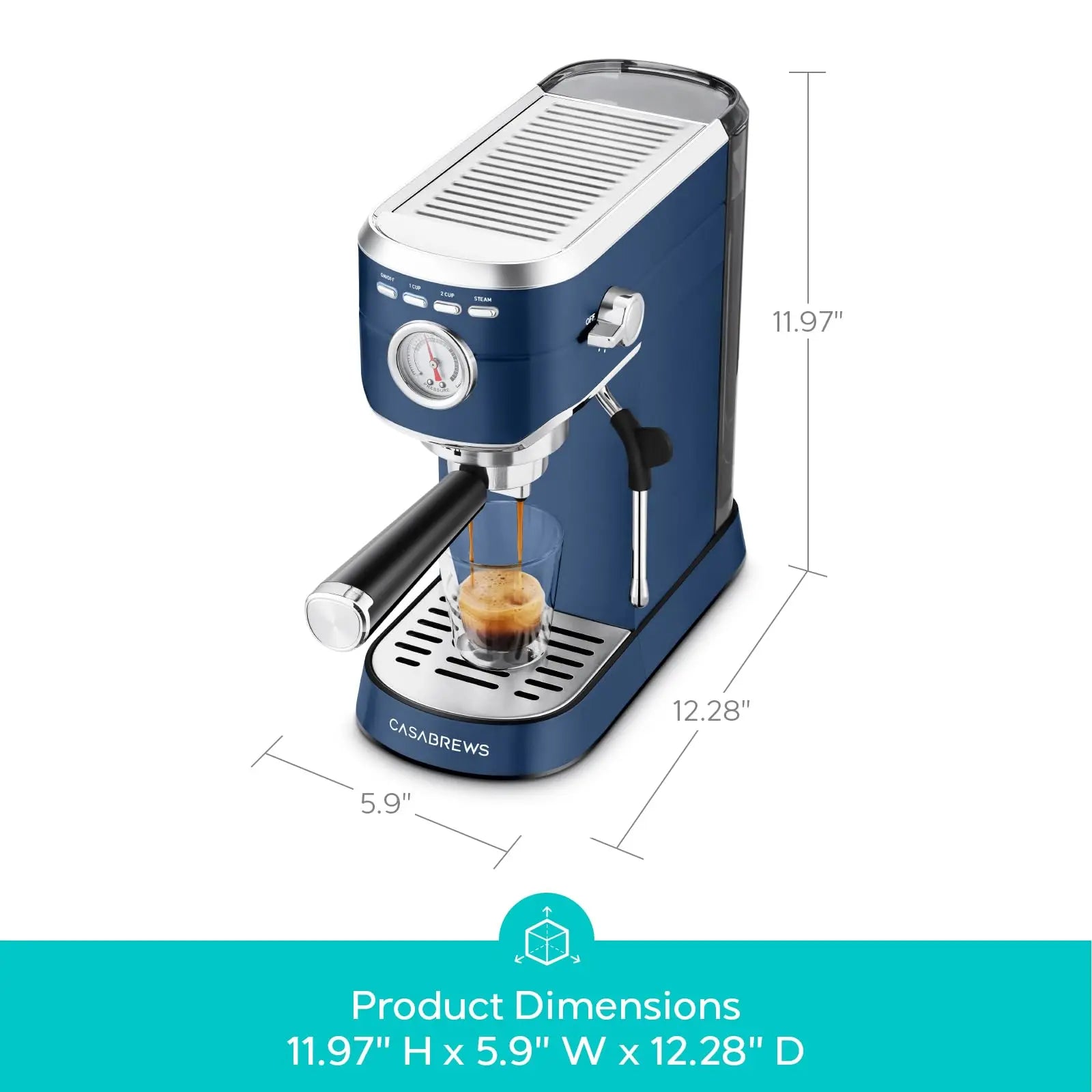 CASABREWS CM5418 Espresso Machine 20 Bar, Value, Compact Espresso Maker with Steam Milk Frother, Stainless Steel Coffee Machine with 34oz Removable Water Tank for Cappuccino, Gift for Women or Men, Silver - Crema Peaks Coffee
