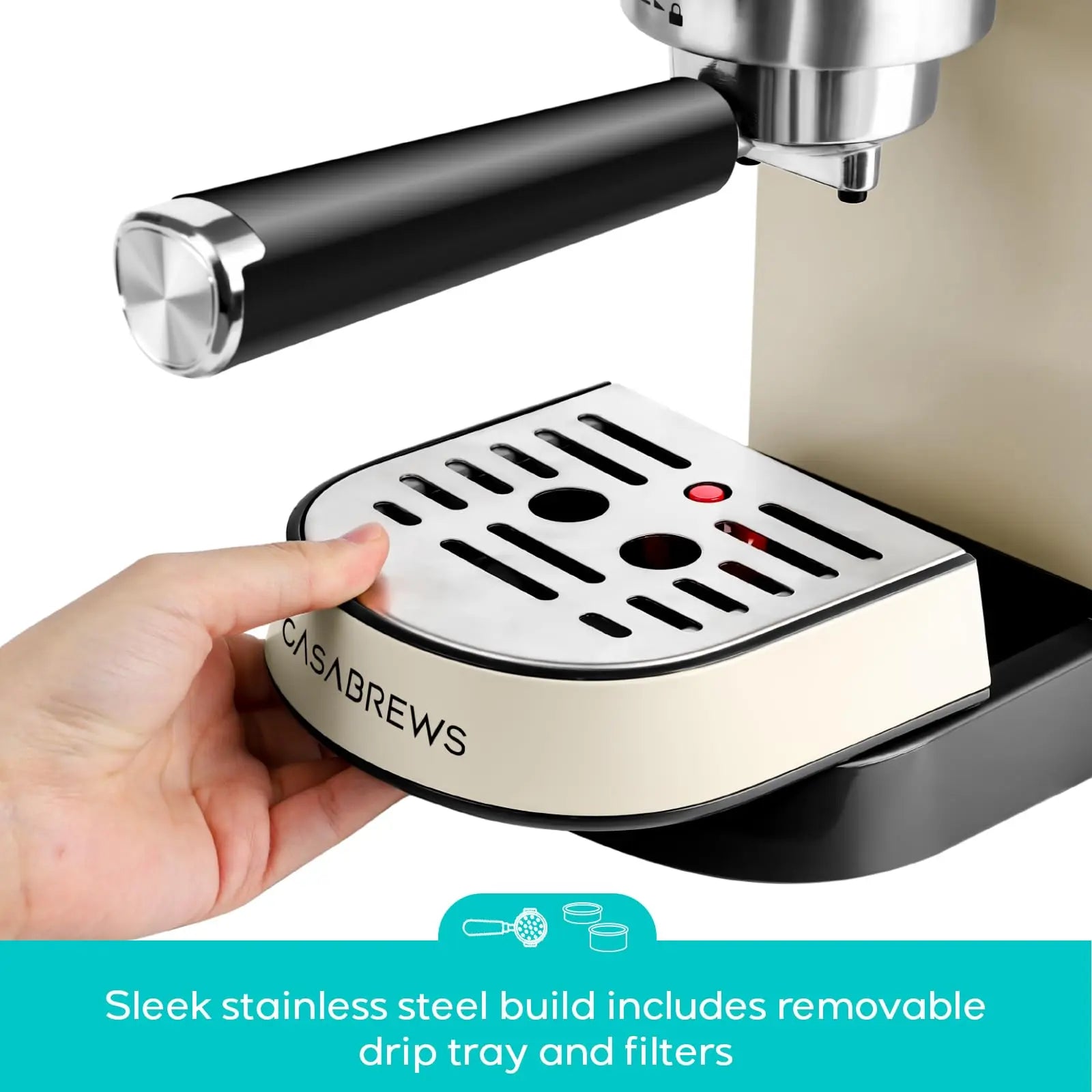 CASABREWS CM5418 Espresso Machine 20 Bar, Value, Compact Espresso Maker with Steam Milk Frother, Stainless Steel Coffee Machine with 34oz Removable Water Tank for Cappuccino, Gift for Women or Men, Silver - Crema Peaks Coffee