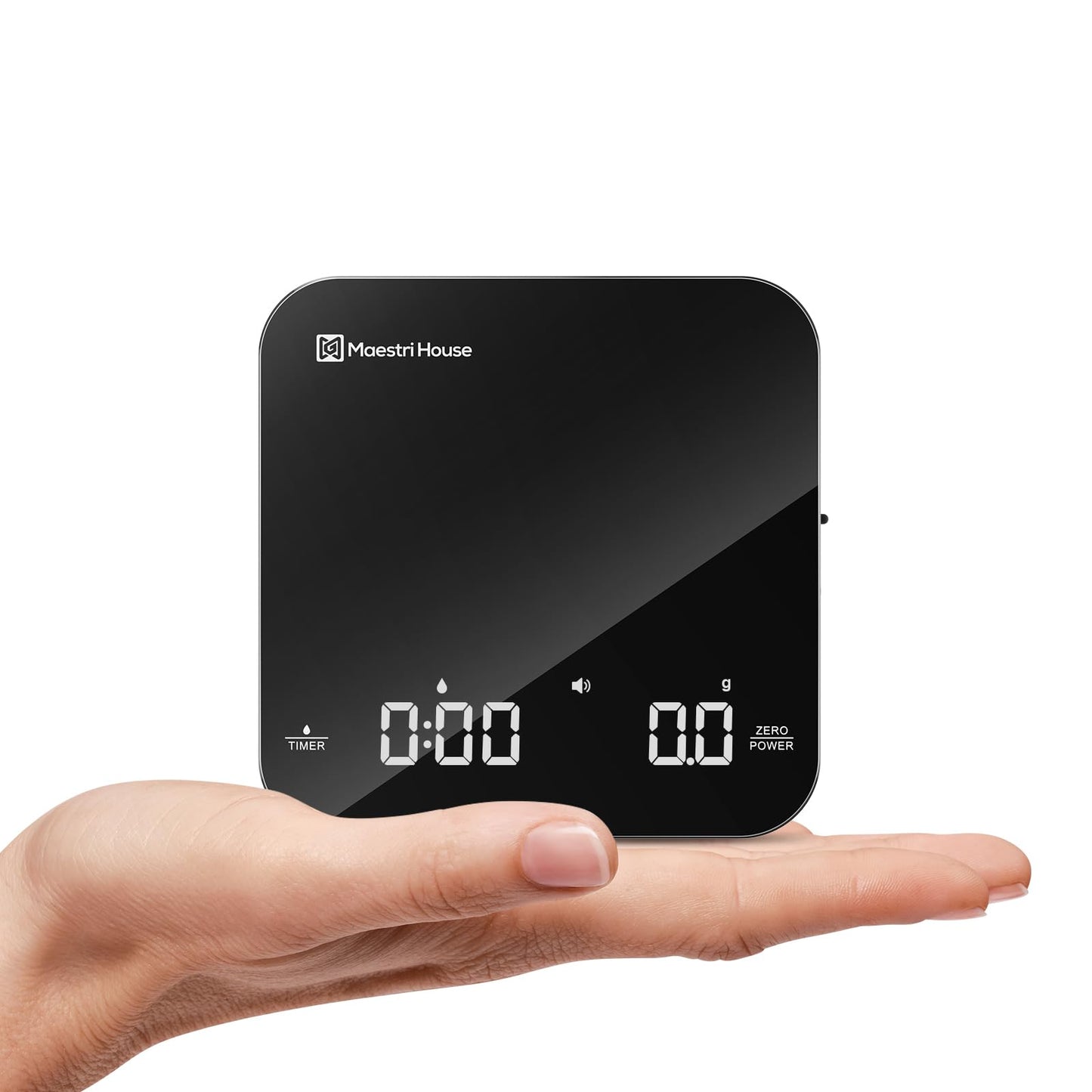 Maestri House Mini Coffee Scale with Timer, USB-C Rechargeable Espresso Scale, 2kg/0.1g Accurate Scale for Espresso and Pour-Over Coffee, Portable Digital Kitchen Scale with Auto Timer (Black&Silver)