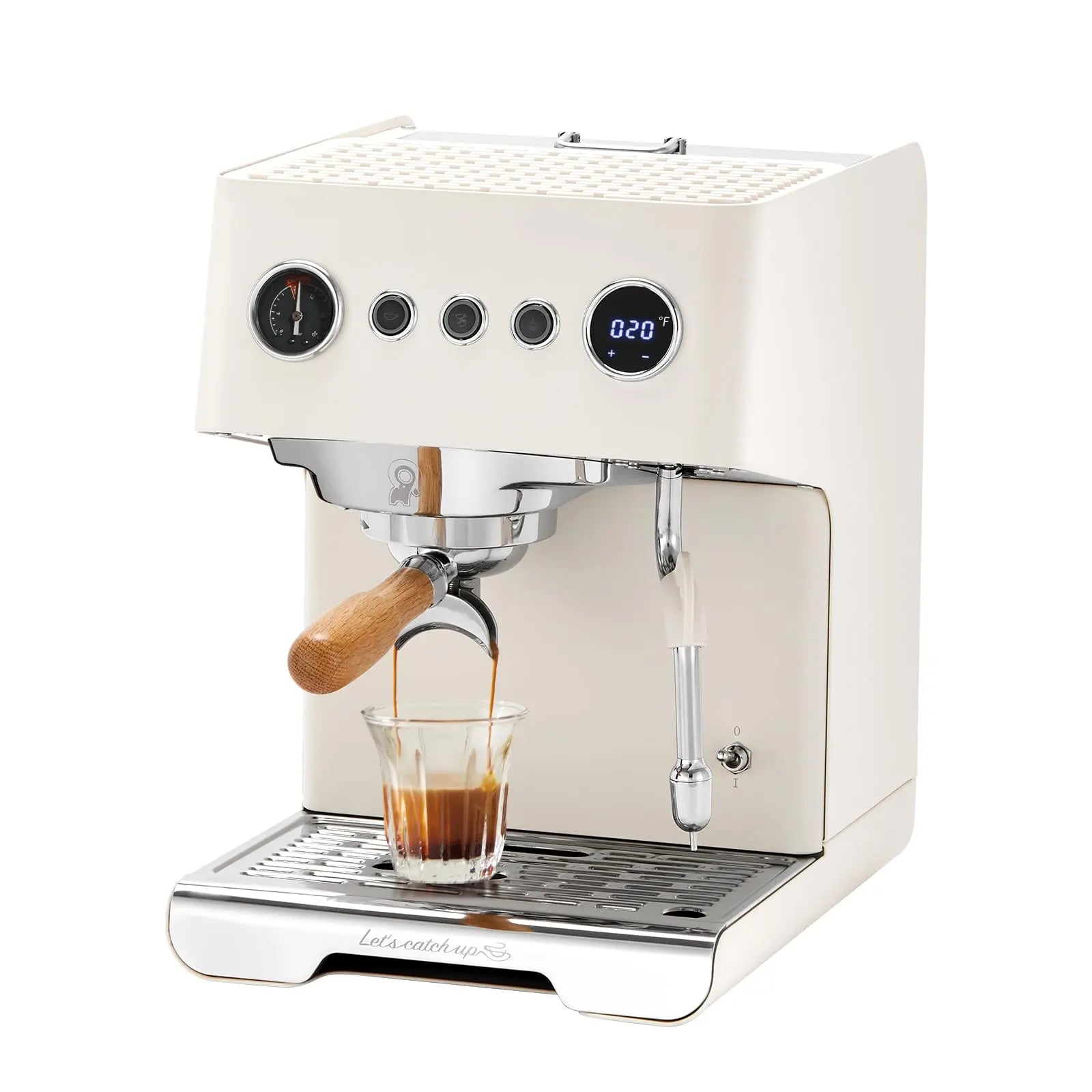 Gemilai G3028A Espresso Machine, 15 Bar Professional Coffee Maker with Adjustable Pressure & Automatic Milk Frother, Dual PID & 550ml Boiler, 57oz Tank, Stainless Steel for Cappuccino, Latte White - Crema Peaks Coffee