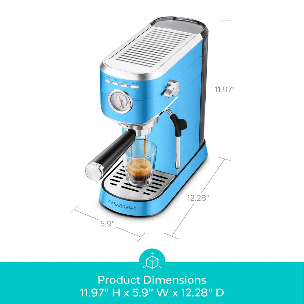 CASABREWS CM5418 Espresso Machine 20 Bar, Value, Compact Espresso Maker with Steam Milk Frother, Stainless Steel Coffee Machine with 34oz Removable Water Tank for Cappuccino, Gift for Women or Men, Silver - Crema Peaks Coffee
