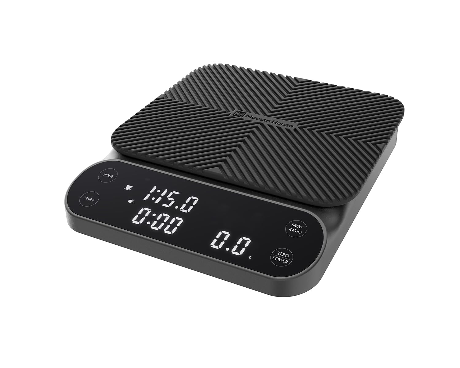 Maestri House S3 Coffee Scale with Timer, 3kg/0.1g Rechargeable Digital Scale, 3 Brew Modes, Adjustable Ratios & Flow Rate Display, Barista-Grade for Pour-Over, Espresso, French Press – Black - Crema Peaks Coffee