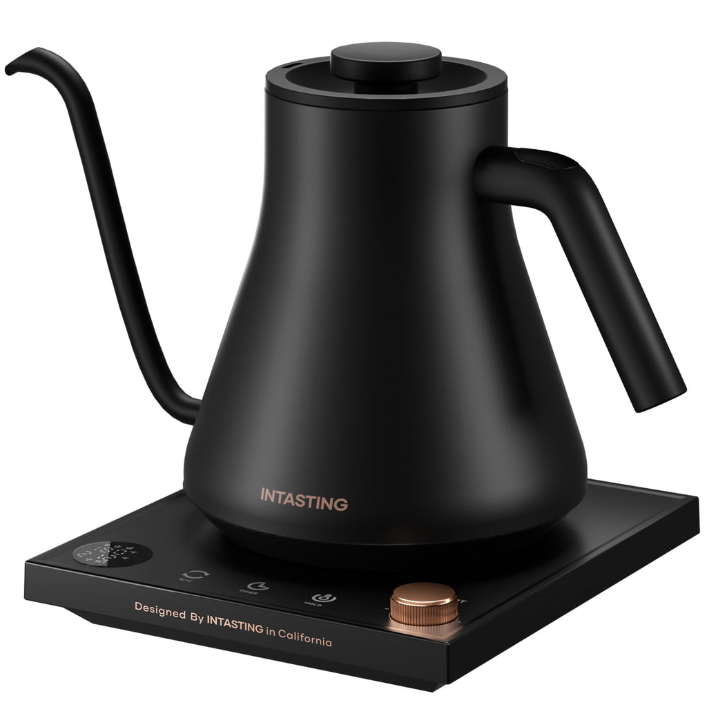 INTASTING Electric Kettles, Gooseneck Electric Kettle, ±1℉ Temperature Control, Stainless Steel Inner, Quick Heating, for Pour Over Coffee, Brew Tea, Boil Hot Water, 0.9L Dark Grey