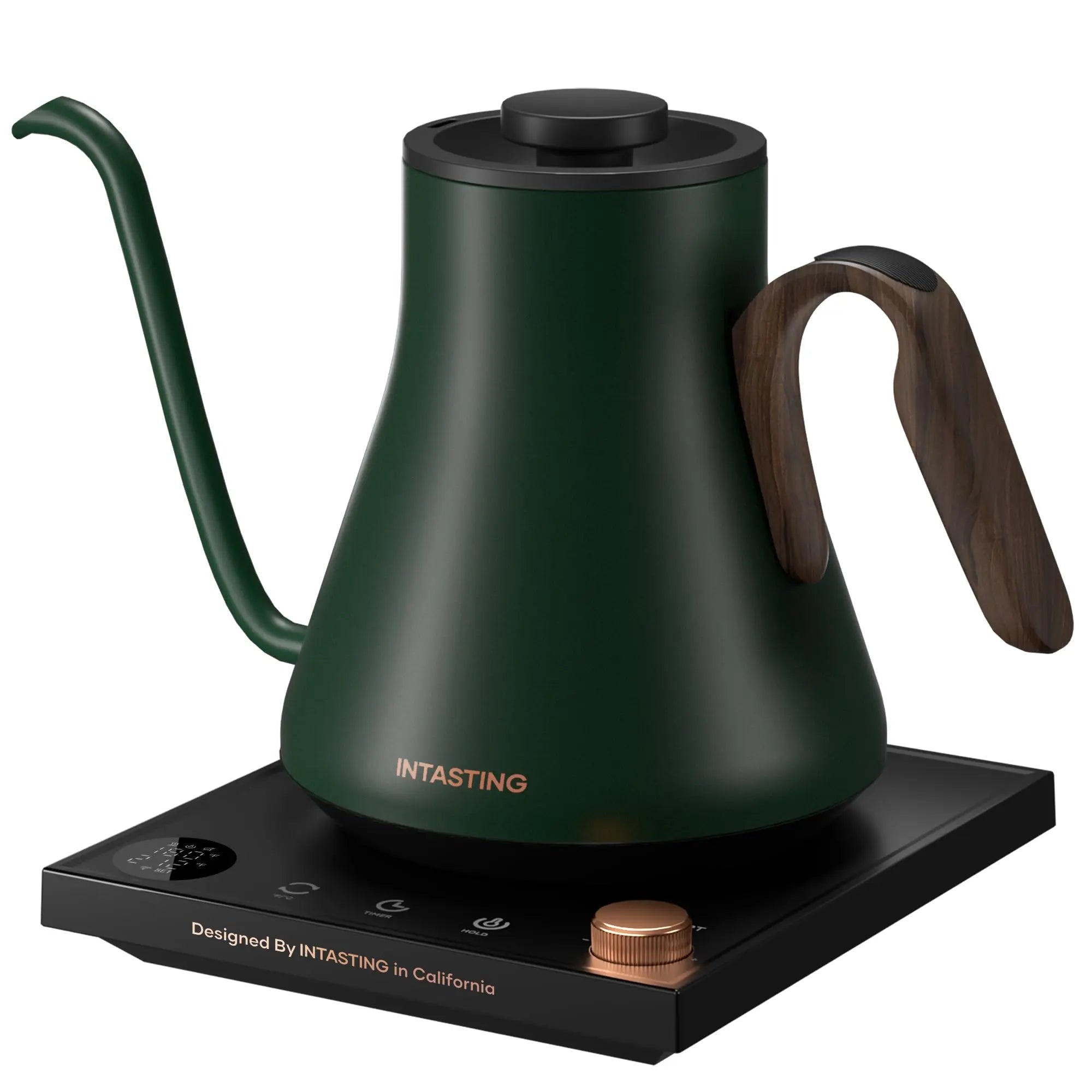 Electric Kettle, Gooseneck Electric Kettle, ±1℉ Precise Temperature Control, Stainless Steel Interior, Quick Heating for Pour Over Coffee, Tea & Boiling Water, 0.9L (Black) - Crema Peaks Coffee