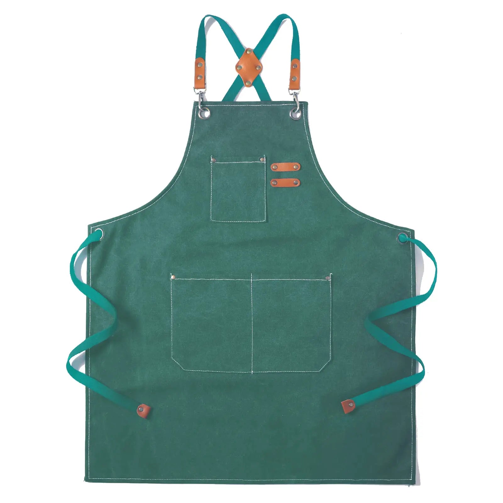 Canvas Cross Back Chef Cotton Aprons for Men Women with Large Pockets - Crema Peaks Coffee