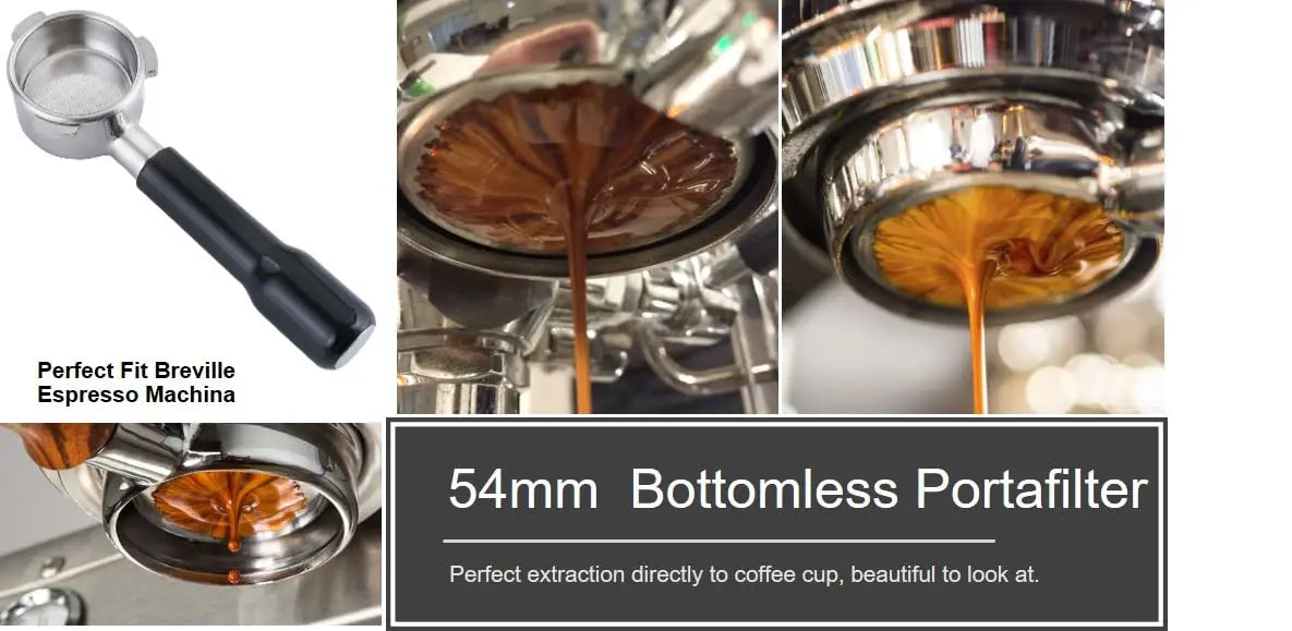 58mm Bottomless Portafilter Compatible with E61 Grouphead Flair 58, ECM, Rocket Espresso Machine Stainless Steel Naked Portafilter with Filter Basket Handle-Wooden, Rosewooden - Crema Peaks Coffee