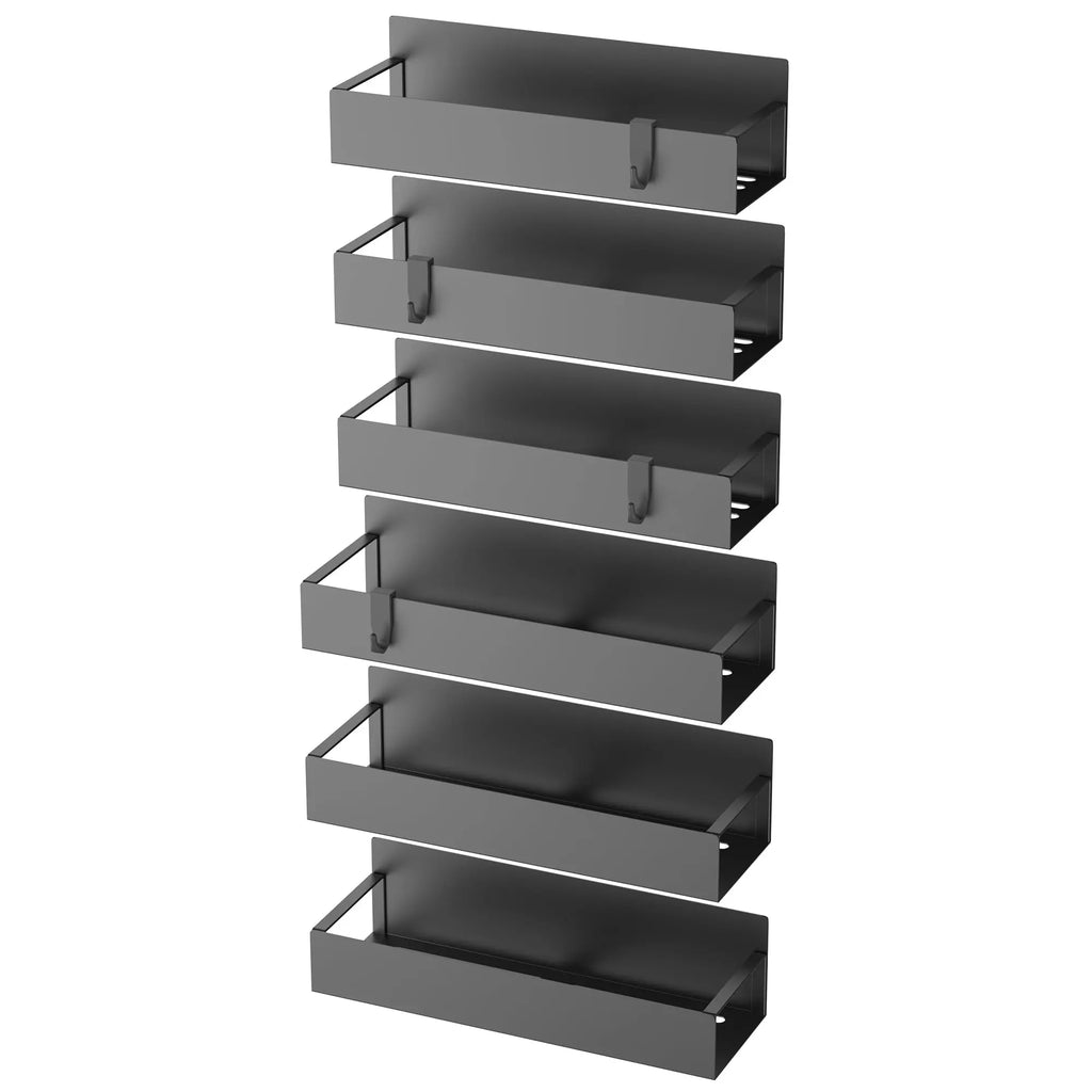 4 Pack Metal Magnetic Spice Storage Rack Organizer for Refrigerator and Oven, Black Fridge Organizers and Storage - Crema Peaks Coffee