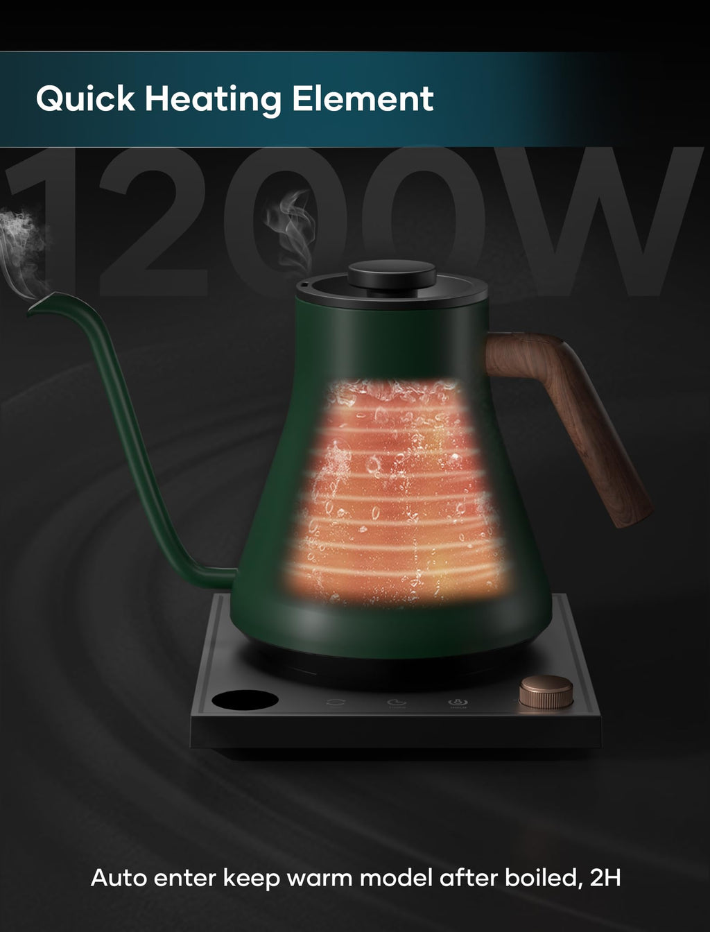 INTASTING Electric Kettles, Gooseneck Electric Kettle, ±1℉ Temperature Control, Stainless Steel Inner, Quick Heating, for Pour Over Coffee, Brew Tea, Boil Hot Water, 0.9L Dark Grey