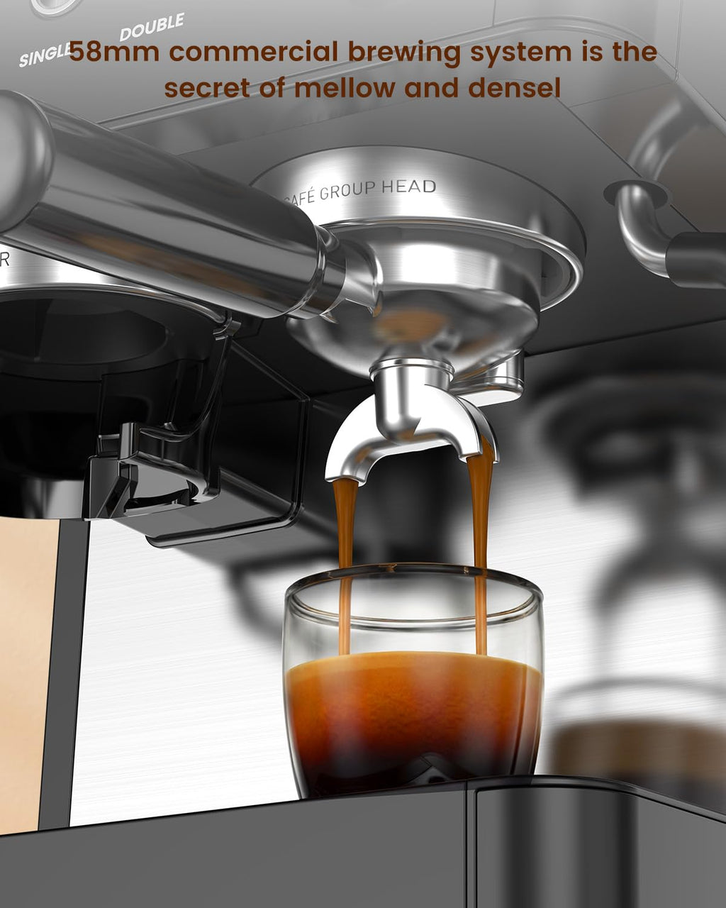 (2026 Upgrade) 15 Bar Espresso Machine with Built-in Anti-Clog Coffee Grinder, Expresso Coffee Machines with Milk Steam Wand/Frother/Tamping Tools,Espresso Maker with Grinder for Lattes-Almond