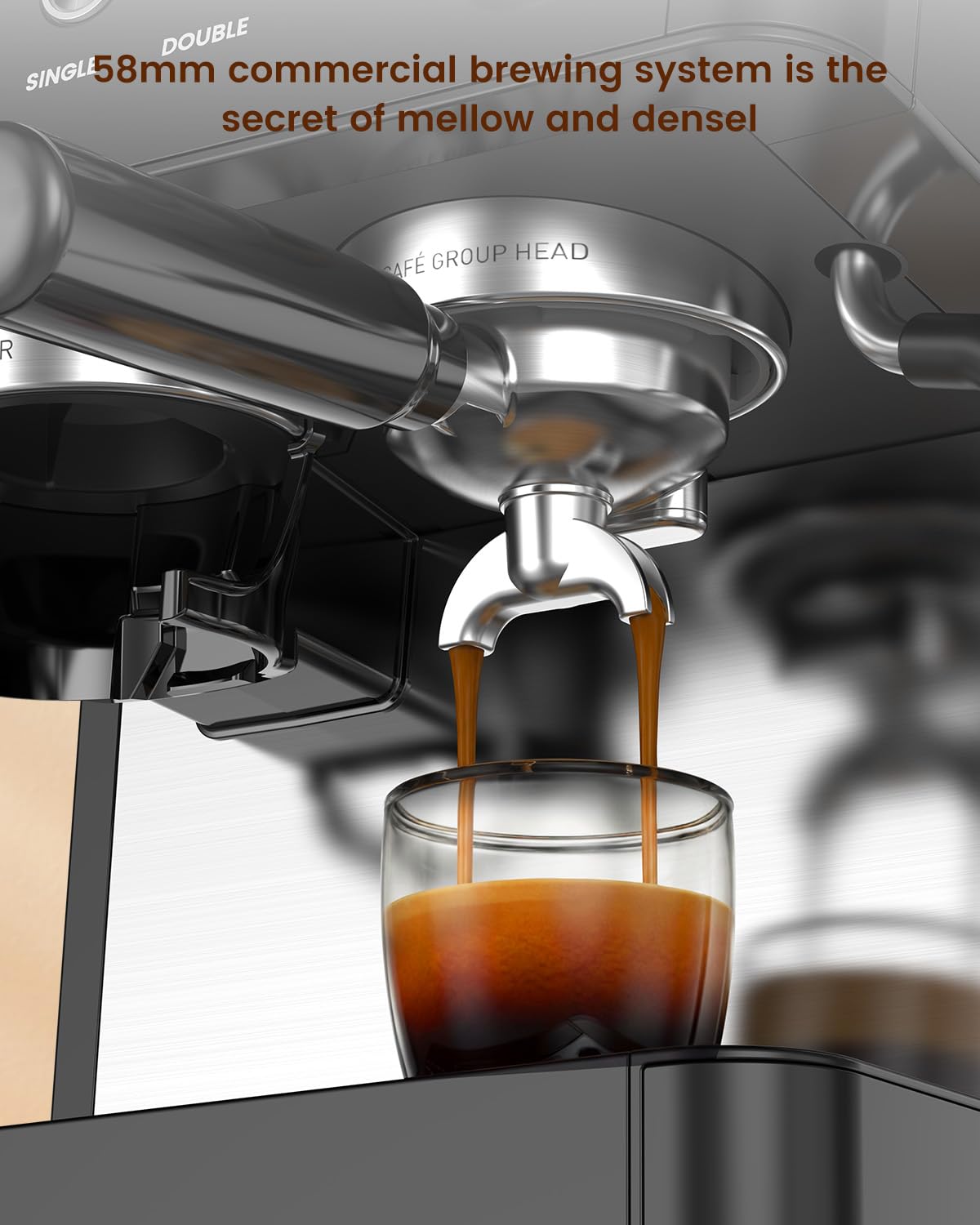 (2026 Upgrade) 15 Bar Espresso Machine with Built-in Anti-Clog Coffee Grinder, Expresso Coffee Machines with Milk Steam Wand/Frother/Tamping Tools,Espresso Maker with Grinder for Lattes-Almond
